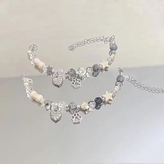 Frosted Charms Silver Bead Bracelet