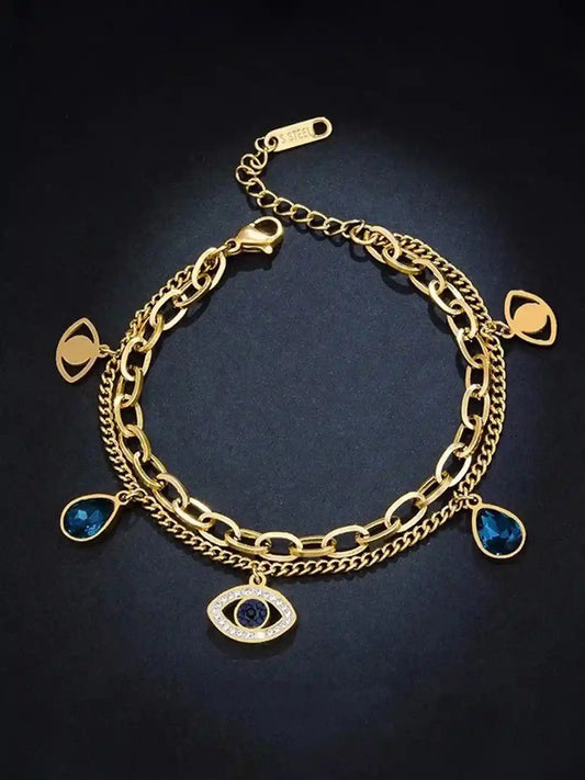 Gold Evil Eye Charm Bracelet