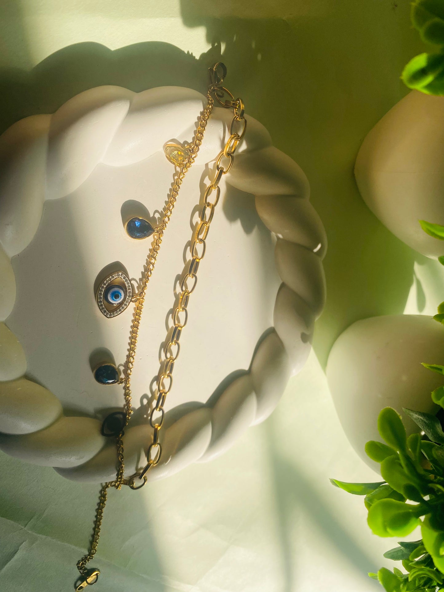 Gold Evil Eye Charm Bracelet