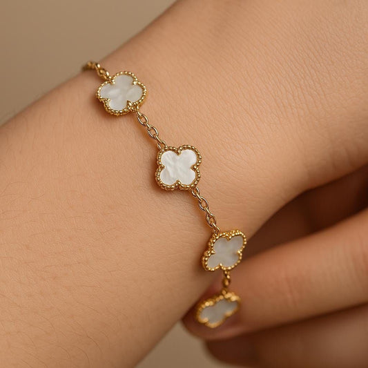 White Clover Charm Bracelet
