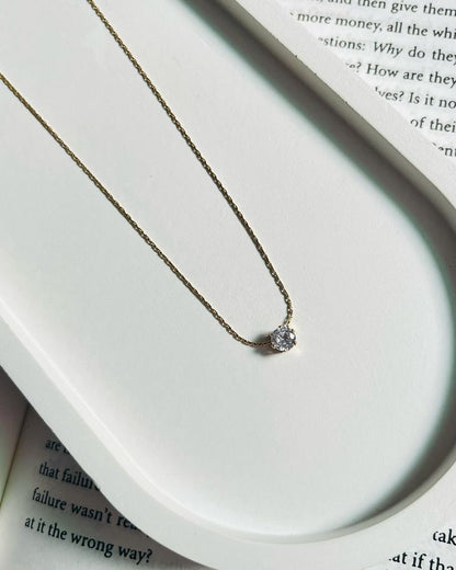 Crystal Dot Minimal Heart Anti -Tarnish Necklace