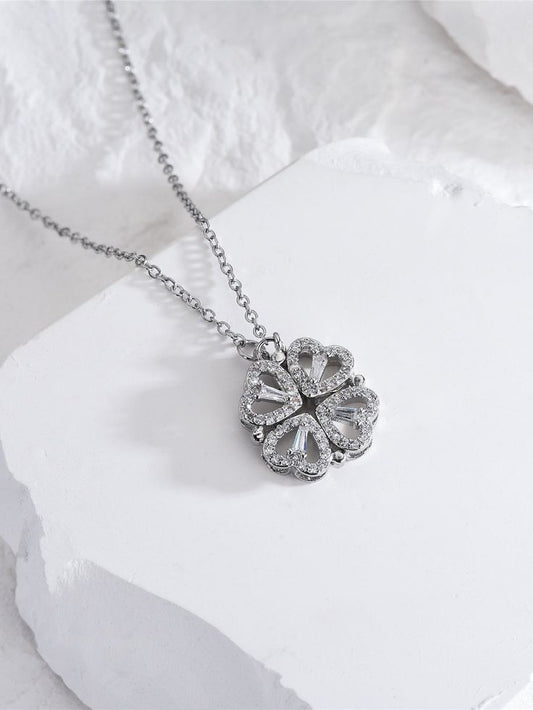 Magnetic Clover Transform Silver Necklace
