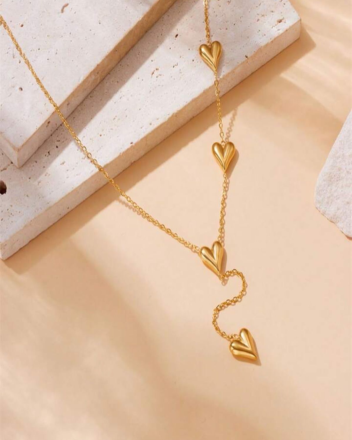 Falling Hearts Layer Anti Tarnish Necklace
