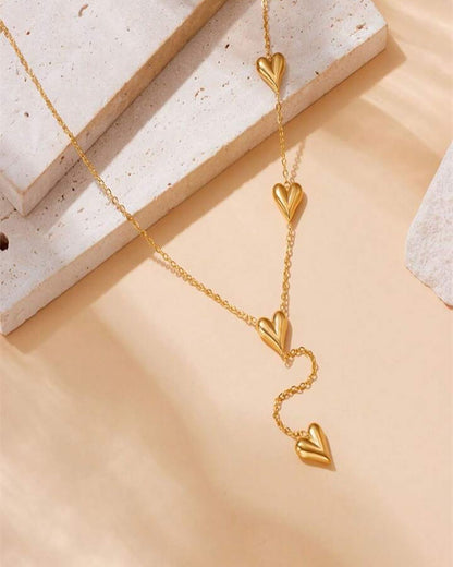 Falling Hearts Layer Anti Tarnish Necklace