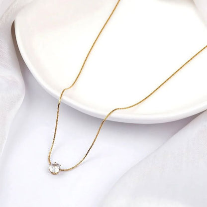 Crystal Dot Minimal Heart Anti -Tarnish Necklace