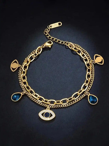 Gold Evil Eye Charm Bracelet