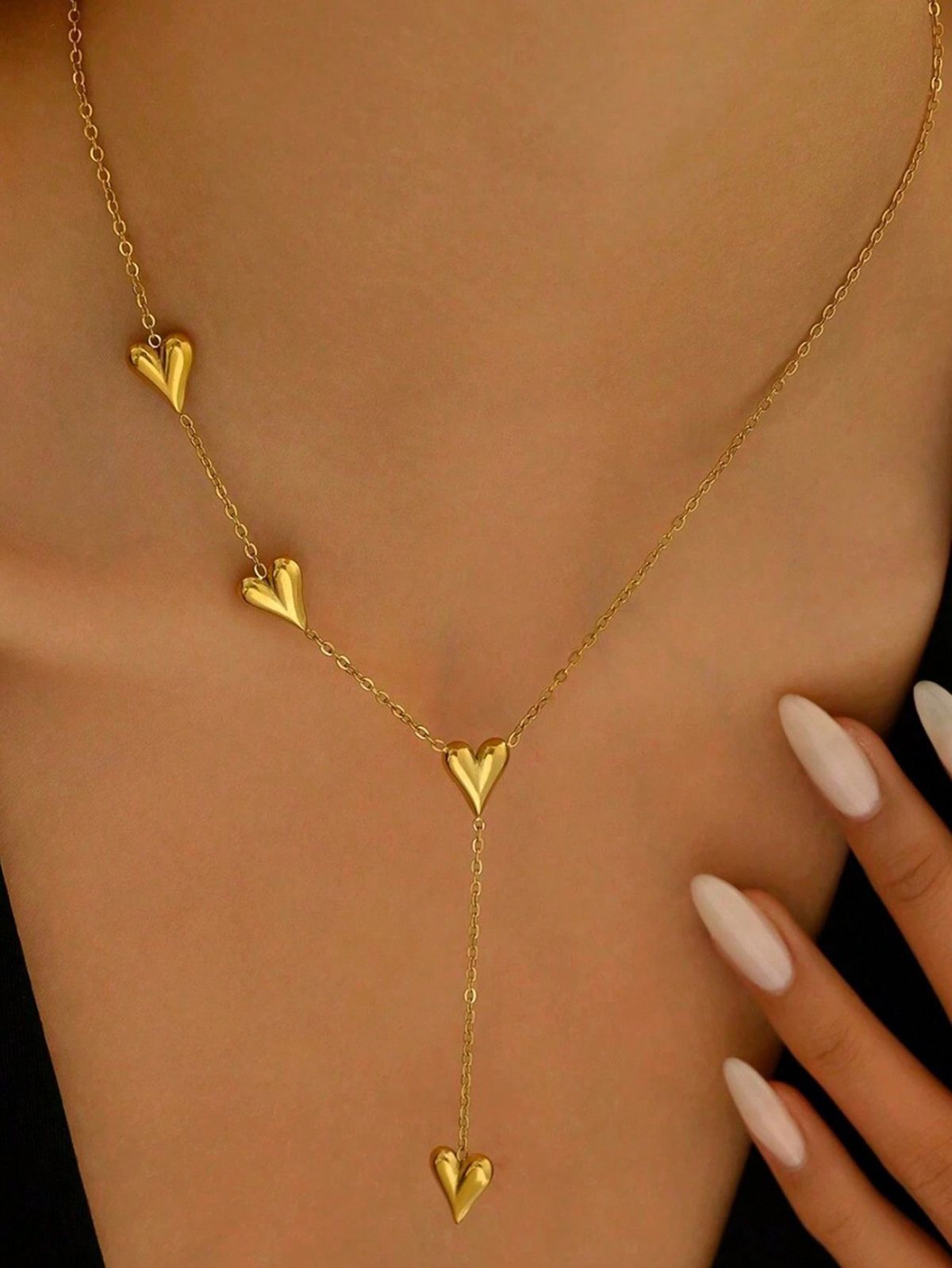 Falling Hearts Layer Anti Tarnish Necklace