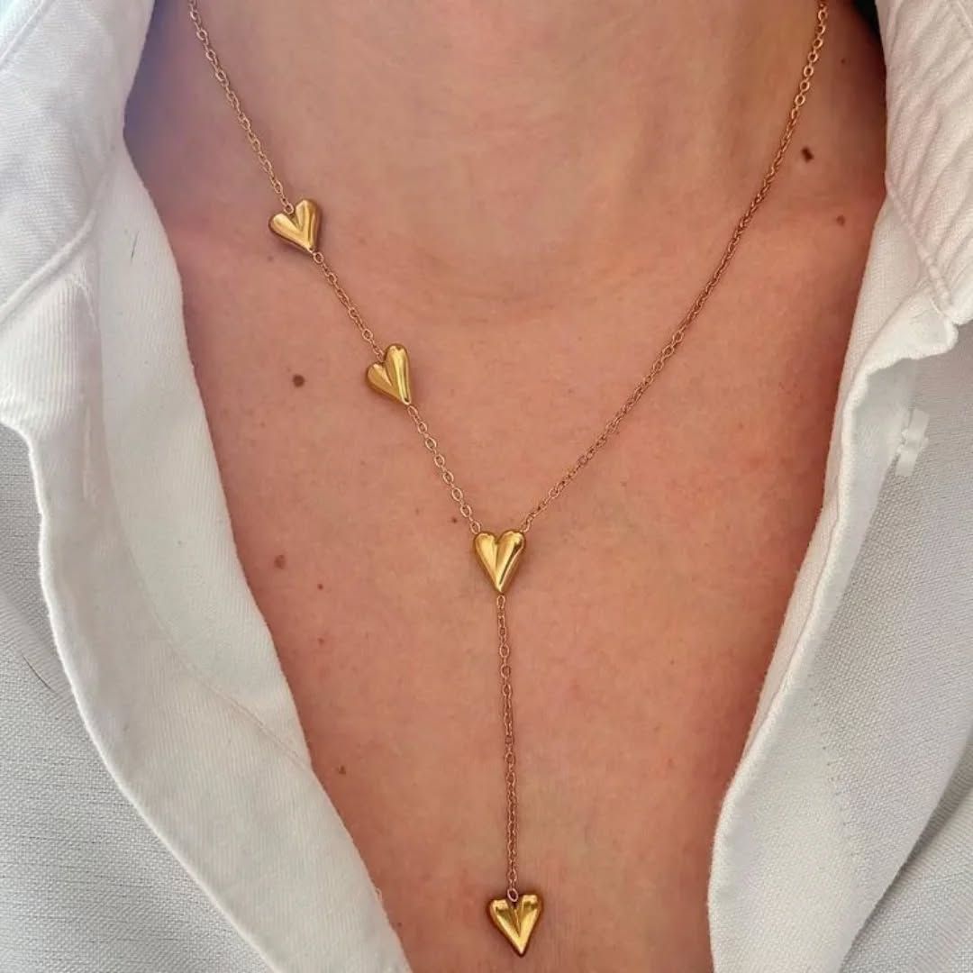 Falling Hearts Layer Anti Tarnish Necklace