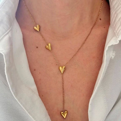 Falling Hearts Layer Anti Tarnish Necklace