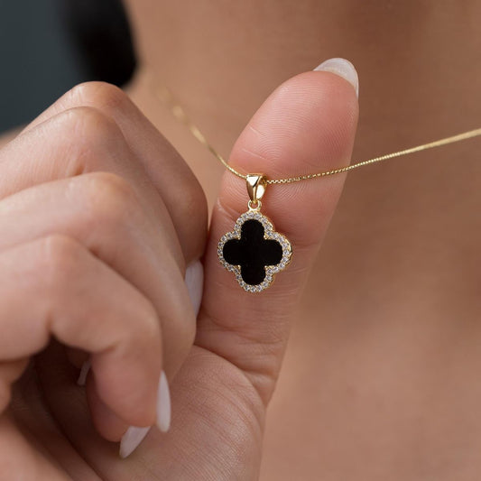 Dual Aura Clover pendant Anti -Tarnish Necklace