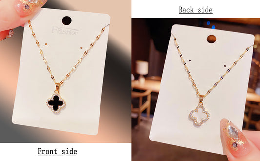 Dual Aura Clover pendant Anti -Tarnish Necklace
