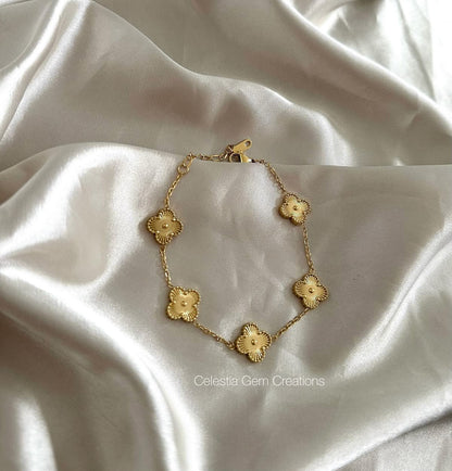 Golden Clover Charm Bracelet-BR