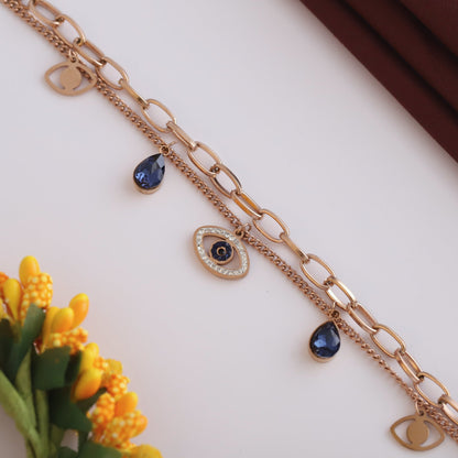 Gold Evil Eye Charm Bracelet