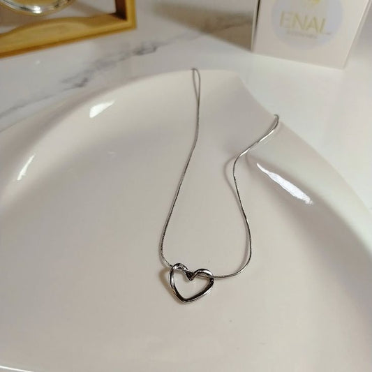 Liquid Silver Heart Anti - Tarnish Necklace