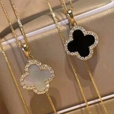 Dual Aura Clover pendant Anti -Tarnish Necklace