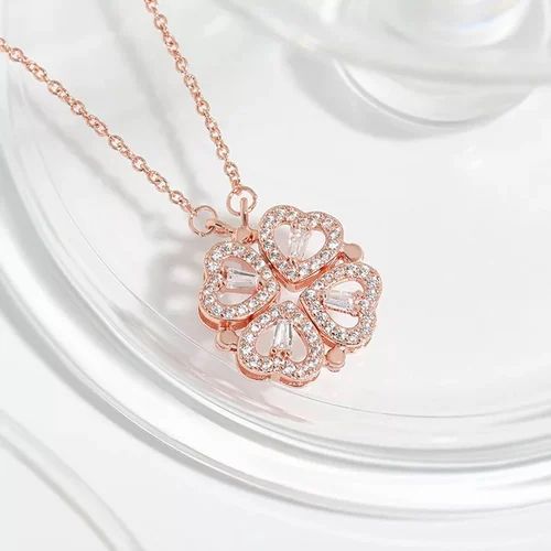 Magnetic Clover Transform Rose Gold Necklace